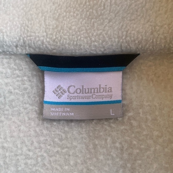 Columbia Women’s Fleece Flanker Full Zip Jacket Light Gray with Paw Print Size L - Picture 7 of 9